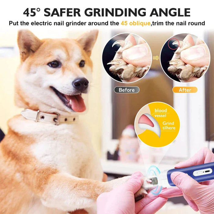 Dog Nail Grinder Powerful Electric Pet Nail Trimmer With Led Light