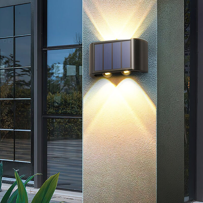 Solar Wall Lamp Outdoor 4LED Warm Light Waterproof Up And Down Luminous Lighting Balcony Yard Garden Decoration Lights