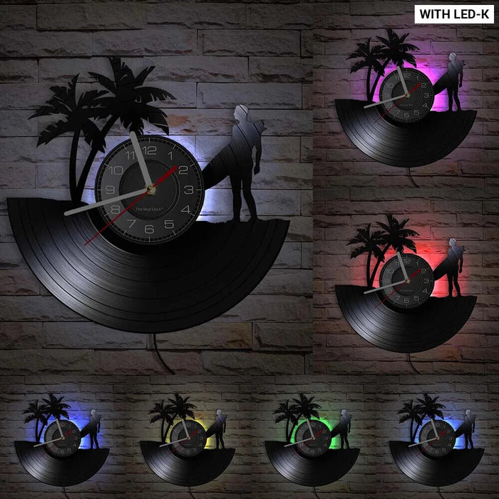 Surfing Vinyl Record Wall Clock