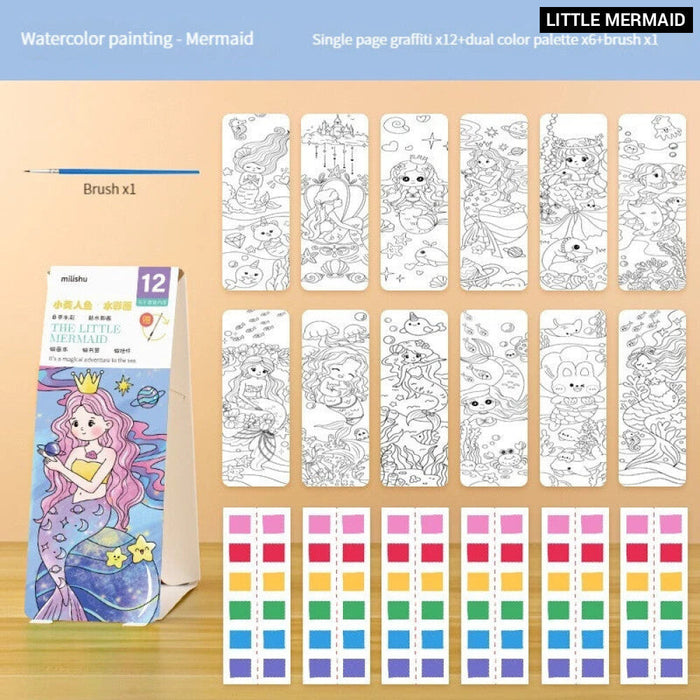 12 Sheets Watercolour Colouring Book