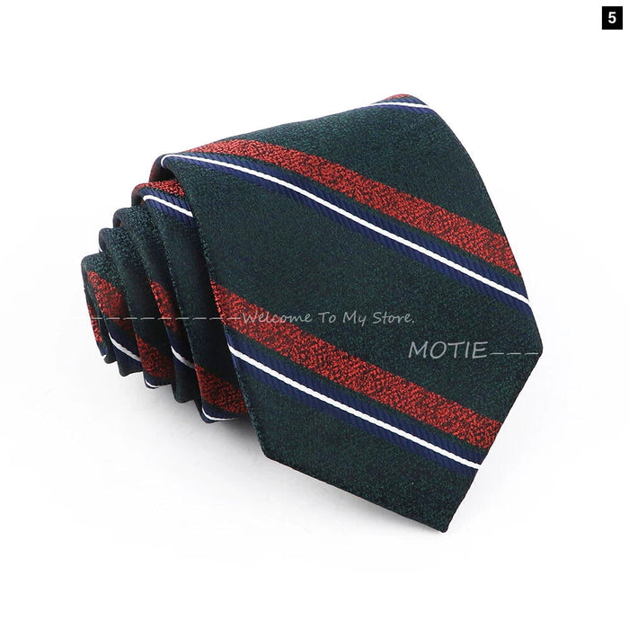 Brown Striped Mens Necktie For Weddings Parties And Daily Wear