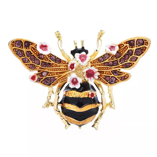 Enamel Bee Brooch 3 Colour Flower Insect Pin