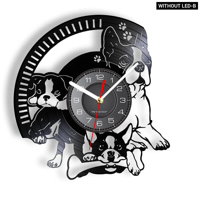 French Bulldog Vinyl Record Wall Clock