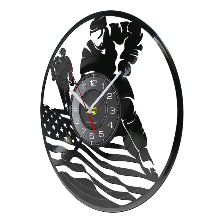 Usa Flag Hockey Vinyl Record Wall Clock