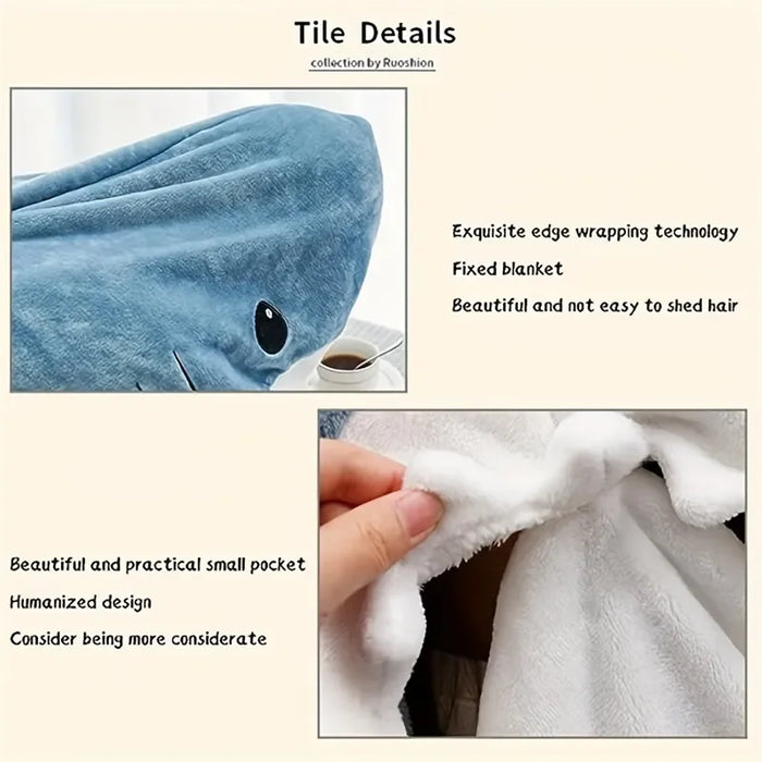 Adult Shark Blanket Winter Wearable Hooded Onesie For Slumber Party