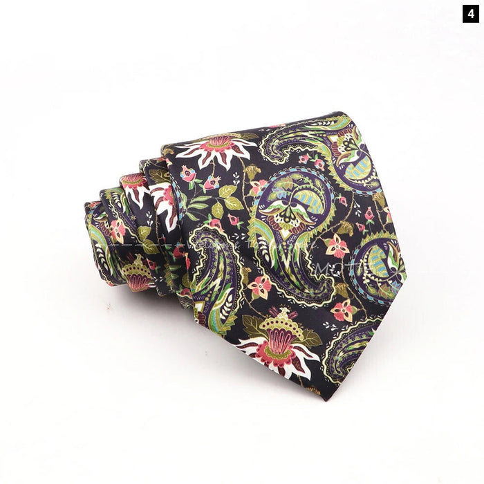 Black Tie With Paisley Floral Design For Weddings And Parties