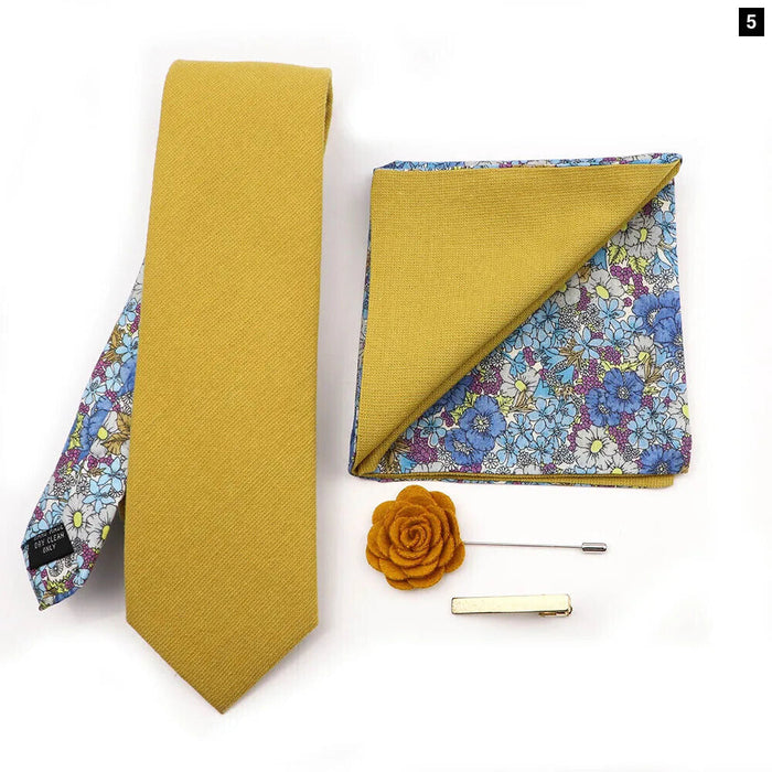 Floral Plaid Cotton Tie Set For Parties And Daily Wear