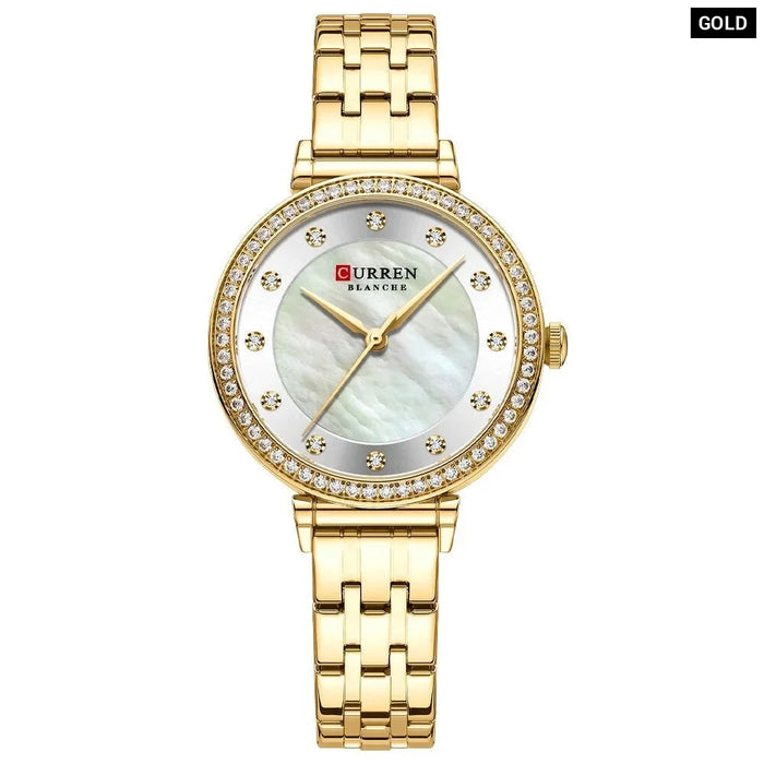 Elegant Stainless Steel Thin Quartz Charming Wristwatches With Shell Dial For Women