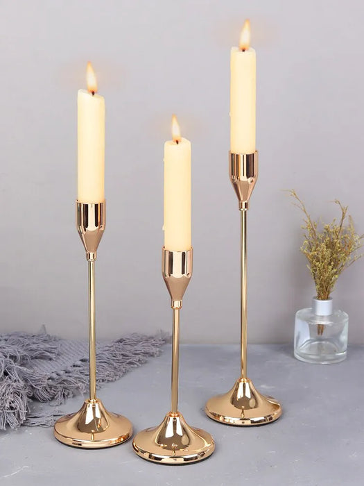 3 Pieces European Metal Candle Holders