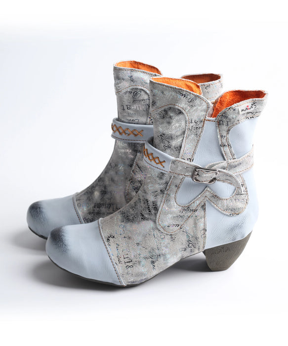 Autumn Womens Fashion Leather Printing Short Boots