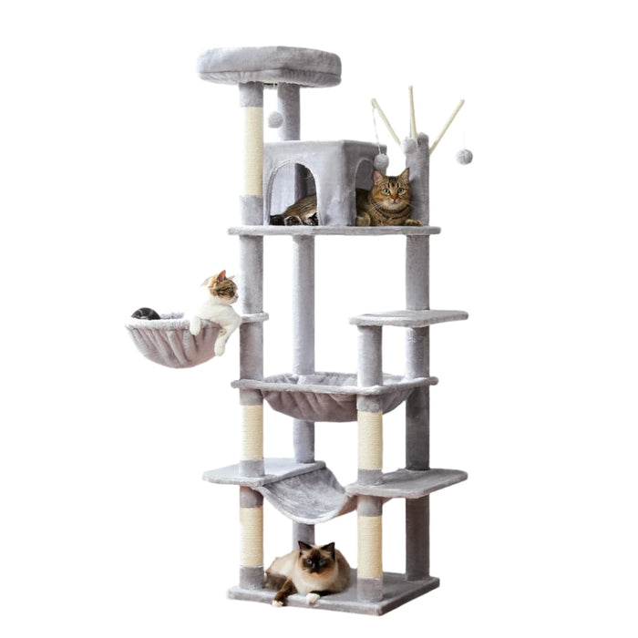 7 Level Indoor Cat Tower Scratching Post Condo H175Cm