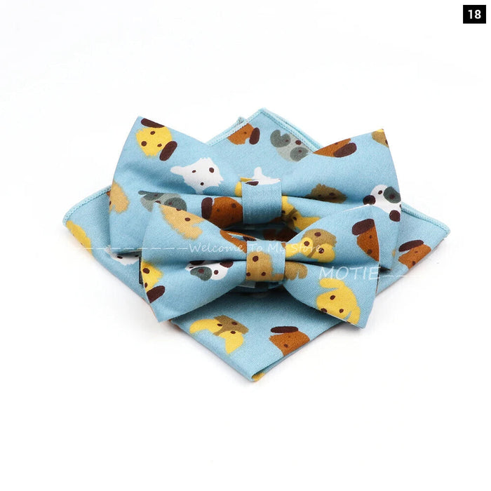 Colourful Cotton Bowtie Set For Parties And Gifts