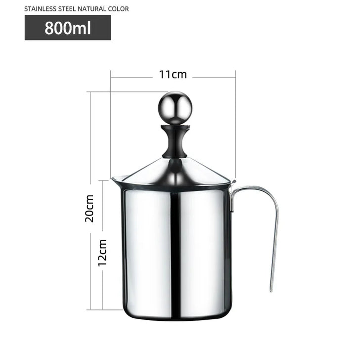 Stainless Steel Manual Milk Frother For Coffee And Cream