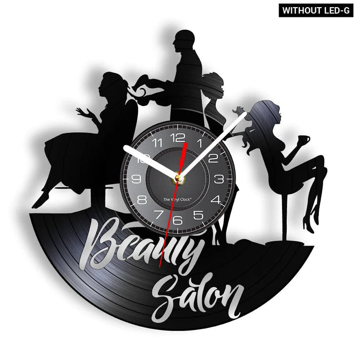 Vinyl Record Beauty Salon Wall Clock