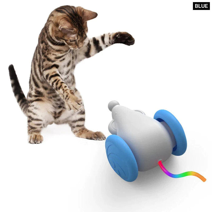 Interactive Cat Toy Usb Rechargeable With Squeaking Sound And Led Flashing Tail