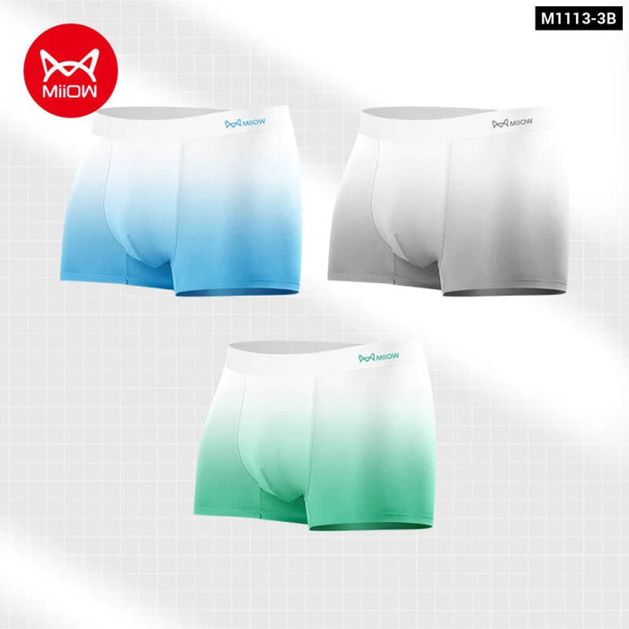 3 Piece Gradient Ice Silk Mens Boxer Shorts