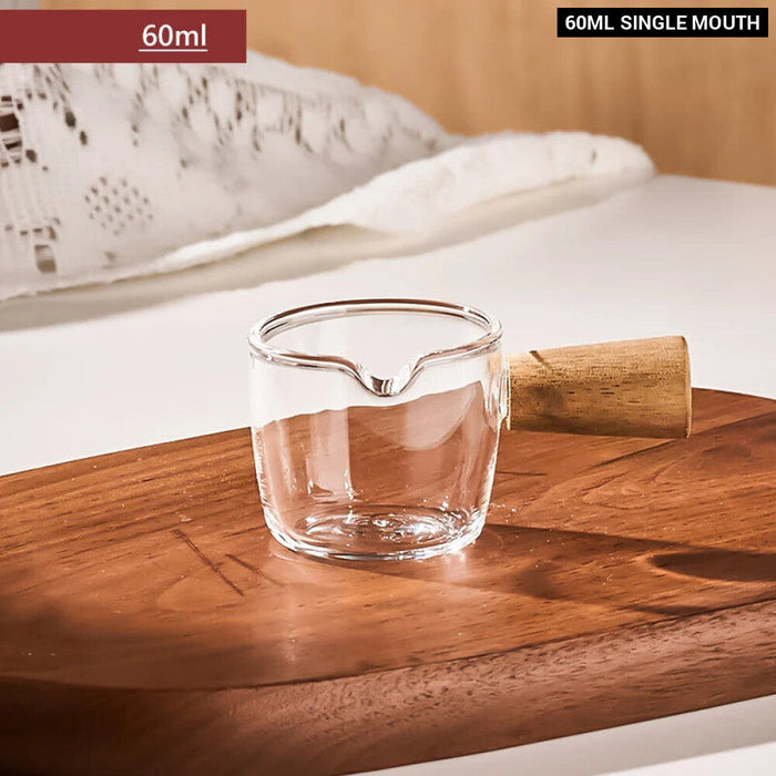 Glass Espresso Measuring Cup With Wood Handle