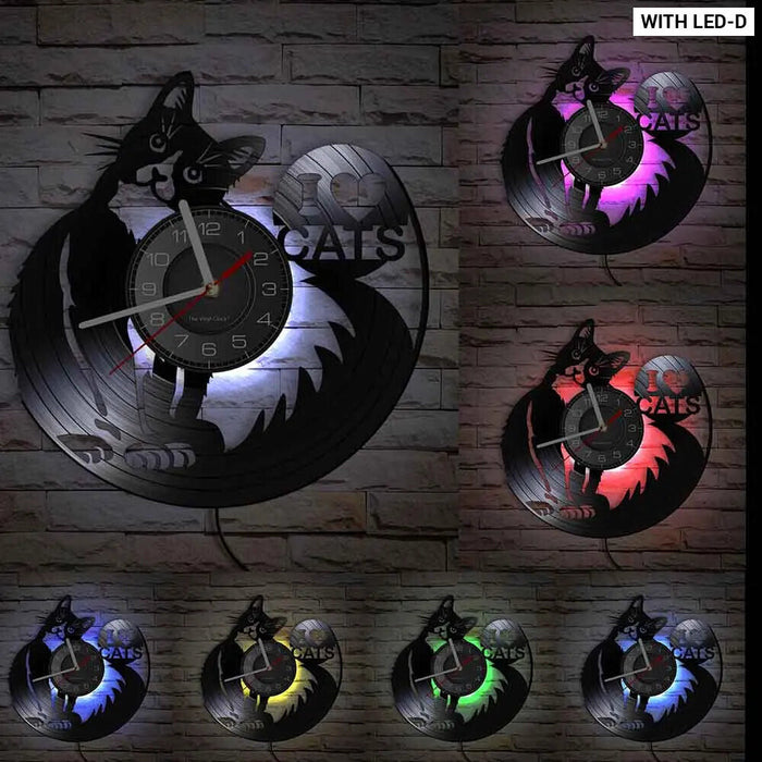 Kitten Cats Vinyl Record Wall Clock