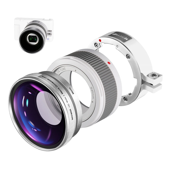 2 In 1 18Mm Hd Wide Angle & 10X Macro Lens For Sony Zv1 Camera With Extension Tube