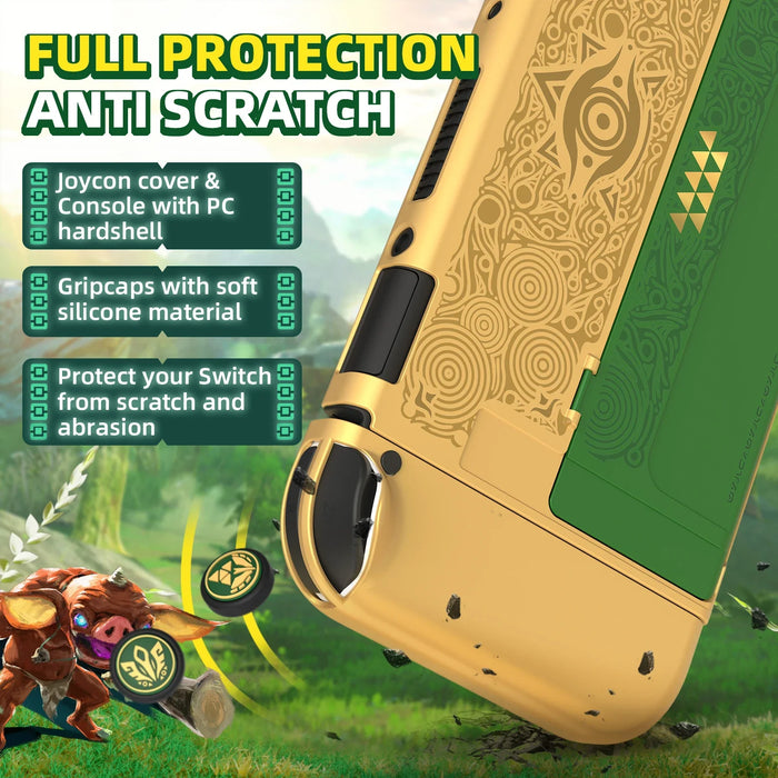 Golden-Green Protective Case Cover Oled Console Compatible Nintendo Switch Oled