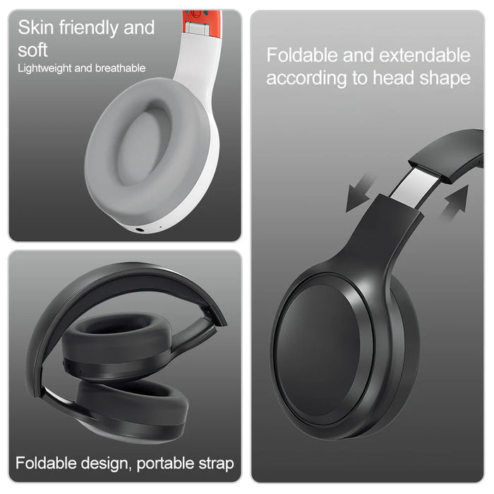 Foldable Wireless Headphones With Noise Cancelling And Mic