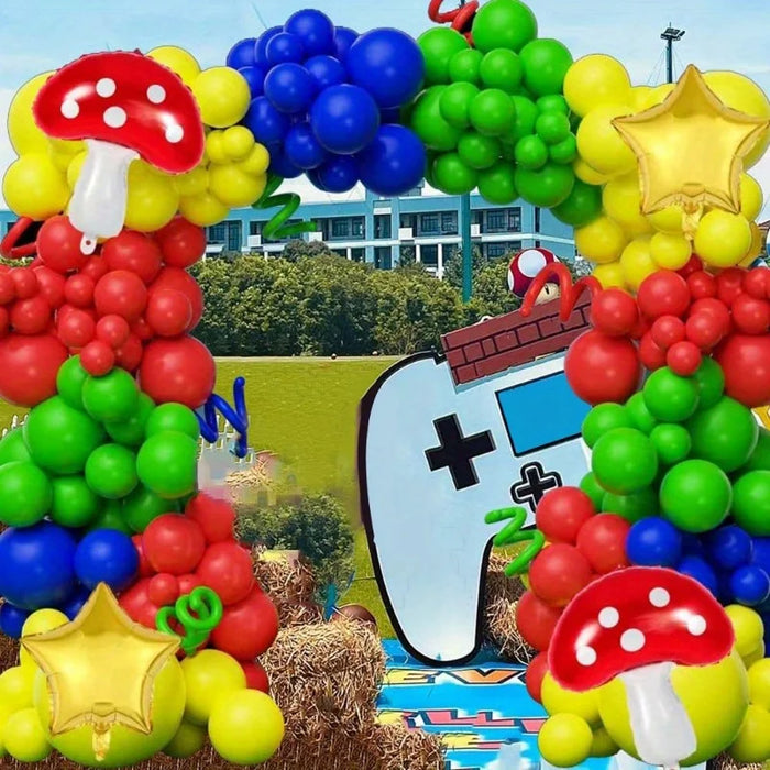 156Pcs Balloon Garland Set With Mushroom Star Suitable For Birthday Parties Anniversaries Theme Events And Other Decorations