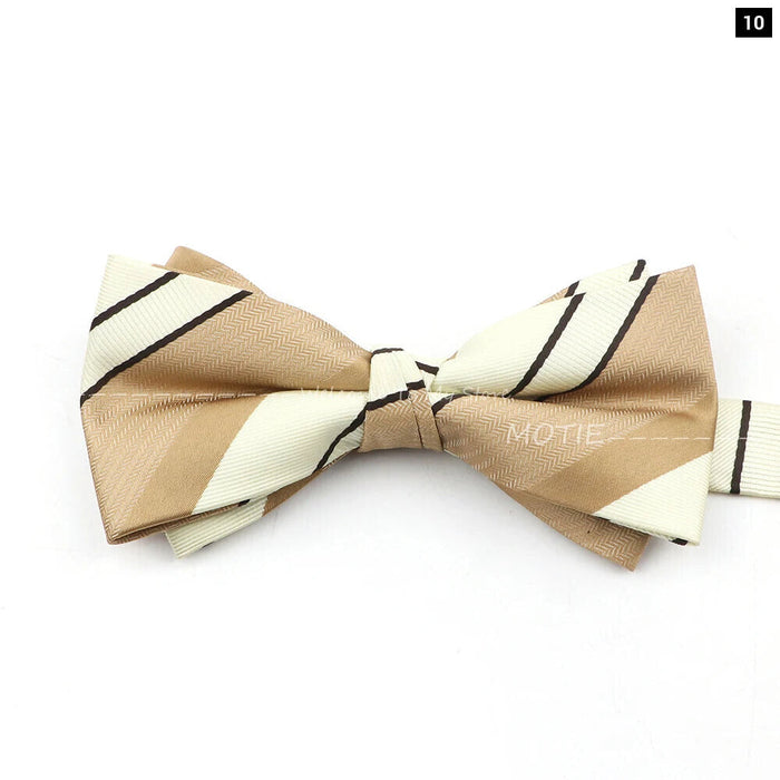 Brown Striped Bowtie For Weddings And Parties