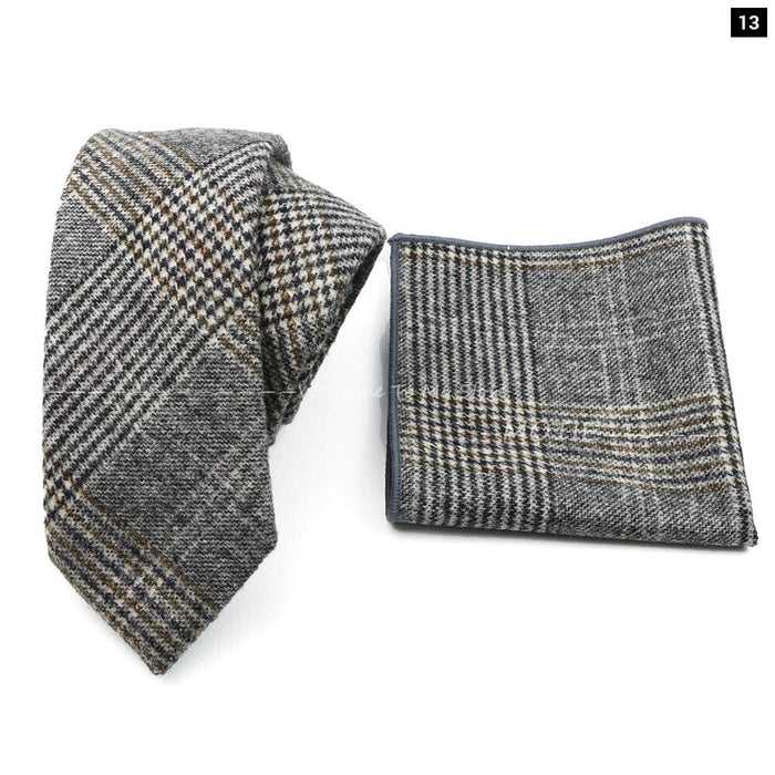 Mens Plaid Wool Tie Set For Business Weddings And Gifts