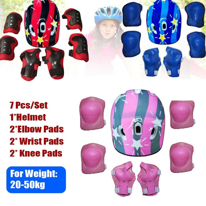 Kids Protective Gear Set Safety Helmet Wrist Elbow Knee Pads For Cycling Skating Skiing