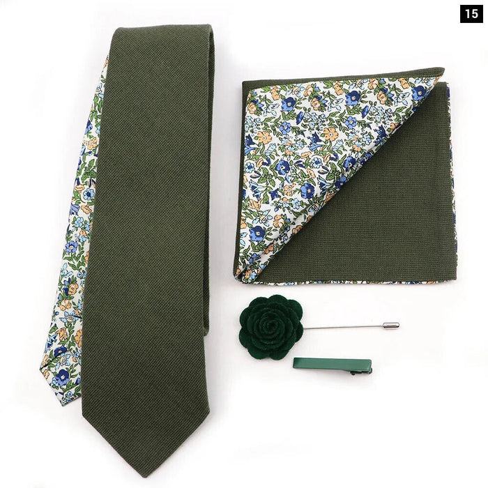 Floral Plaid Cotton Tie Set For Parties And Daily Wear