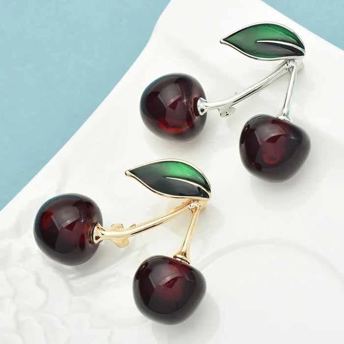 Cherry Brooches 2 Colour Fruits Pin