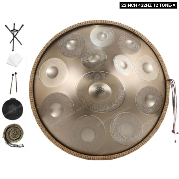 440Hz 432Hz 12 10 9 Notes D Minor Steel Tongue Carve Golden Handpan Drum