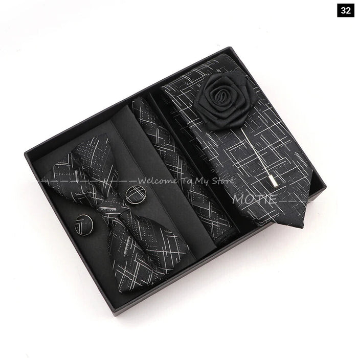 Floral Tie Set Novelty Design With Box For Parties And Business