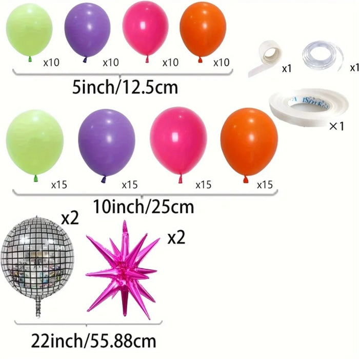 110Pcs Disco Balloon Garland Arch Kit Birthday Anniversary Graduation Holiday Indoor And Outdoor Decorations