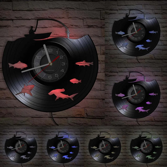 Modern Fly Fishing Vinyl Record Wall Clock