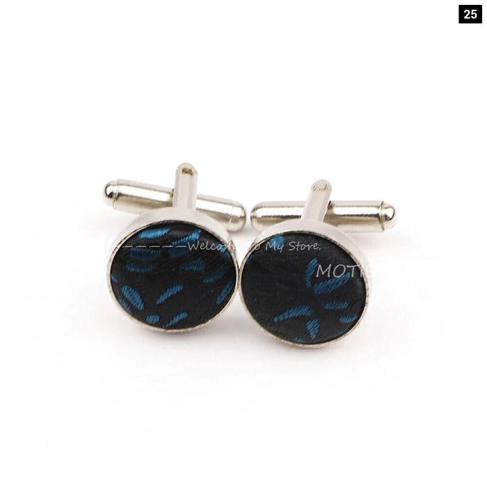 Dark Blue Floral Cufflinks For Weddings And Daily Wear