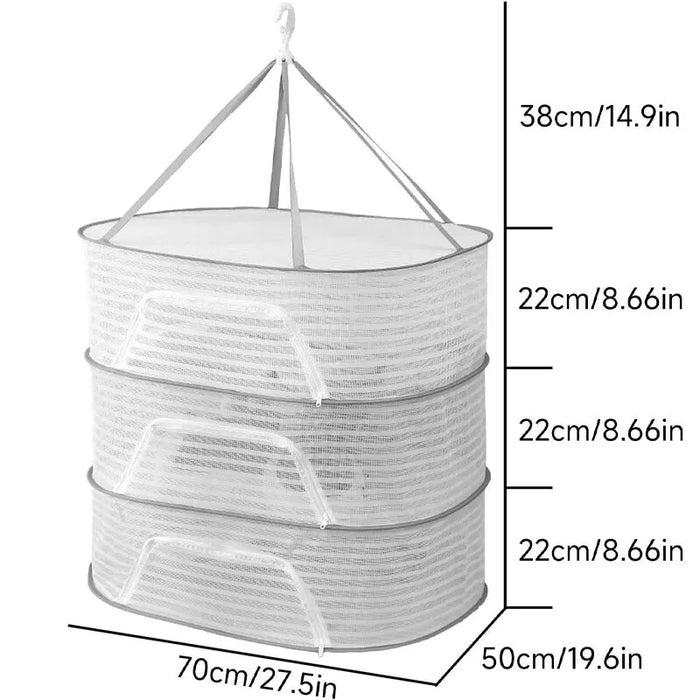 3 Tier Foldable Mesh Hanging Dryer For Clothes Herbs Fruits