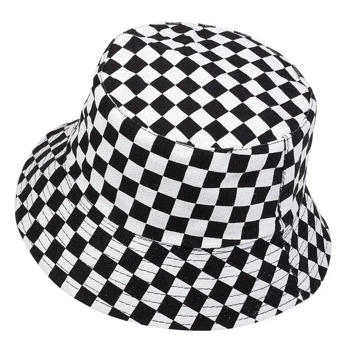 Checkered Bucket Hat For Outdoor Sun Protection