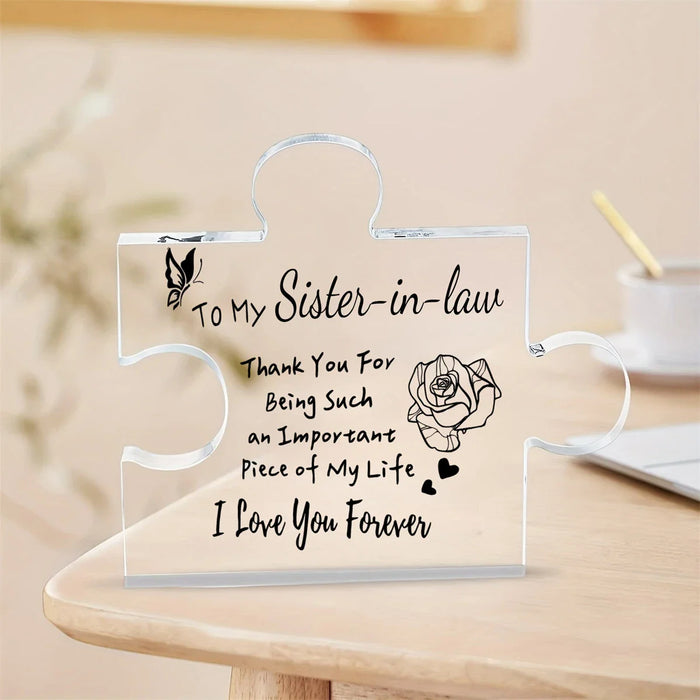 Acrylic Puzzle Plaque For Sister In Law Christmas Desk Decor