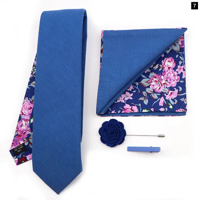 Floral Plaid Cotton Tie Set For Parties And Daily Wear