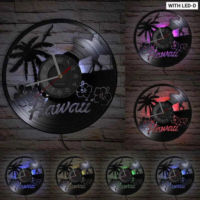 Surfing Vinyl Record Wall Clock