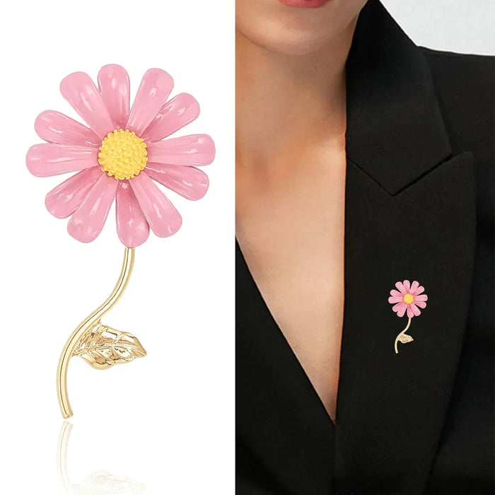 Korean Style Daisy Resin Flower Brooches Luxury Office Party Jewelry