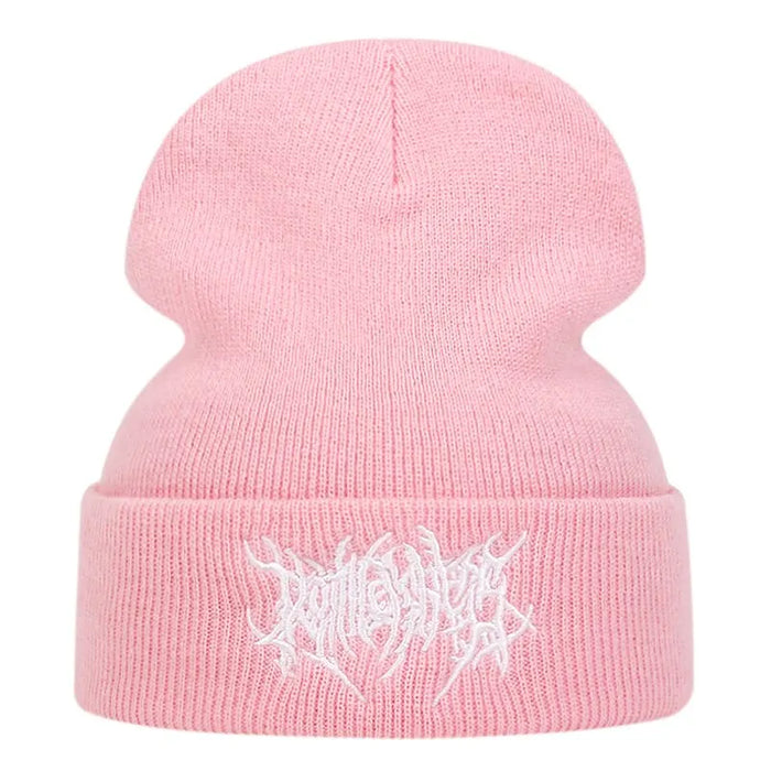 Striped Embroidered Beanie / Hat For Winter