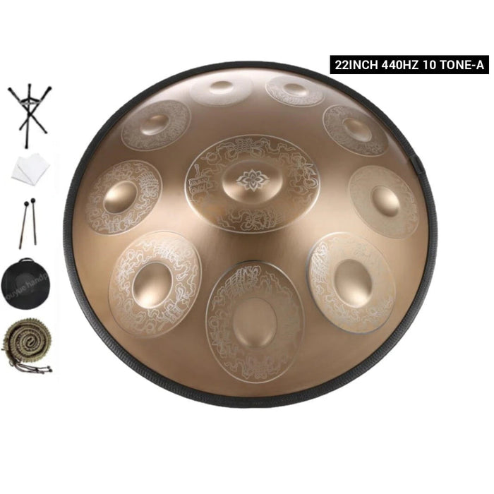 440Hz 432Hz 12 10 9 Notes D Minor Steel Tongue Carve Golden Handpan Drum