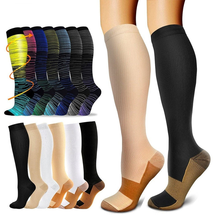 1Pair Copper Calf Compression Socks for Sports Cycling Running Camping