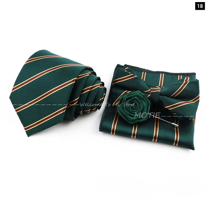 Green Striped Tie Set Elegant Versatile And Stylish