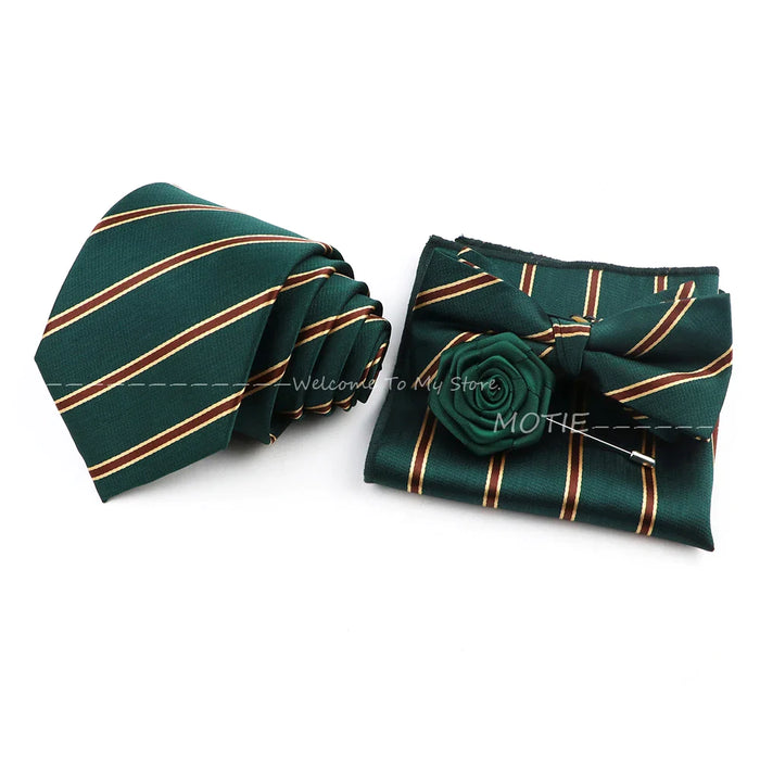 Green Striped Tie Set Elegant Versatile And Stylish