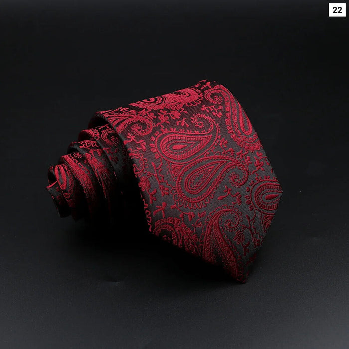 Floral Paisley Mens Tie Red Blue For Weddings And Business