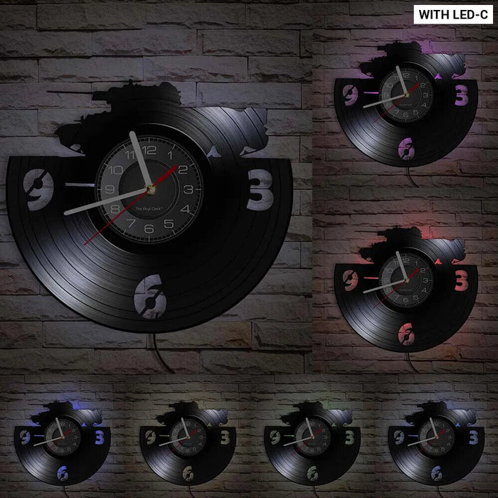 Military Tank Vinyl Record Wall Clock