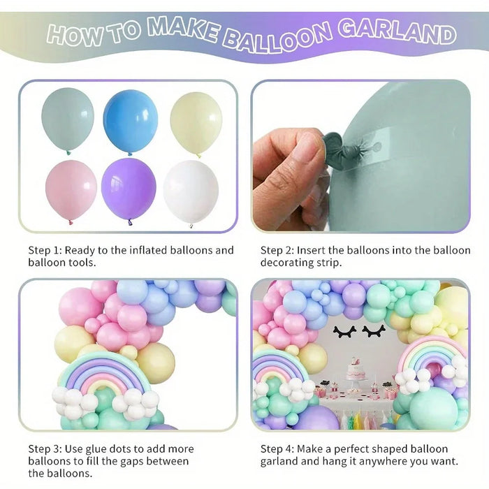 141Pcs Rainbow Unicorn Balloon Wreath Set With Colourful Candy Macaron Balloons For Wedding Birthday And Party Decoration